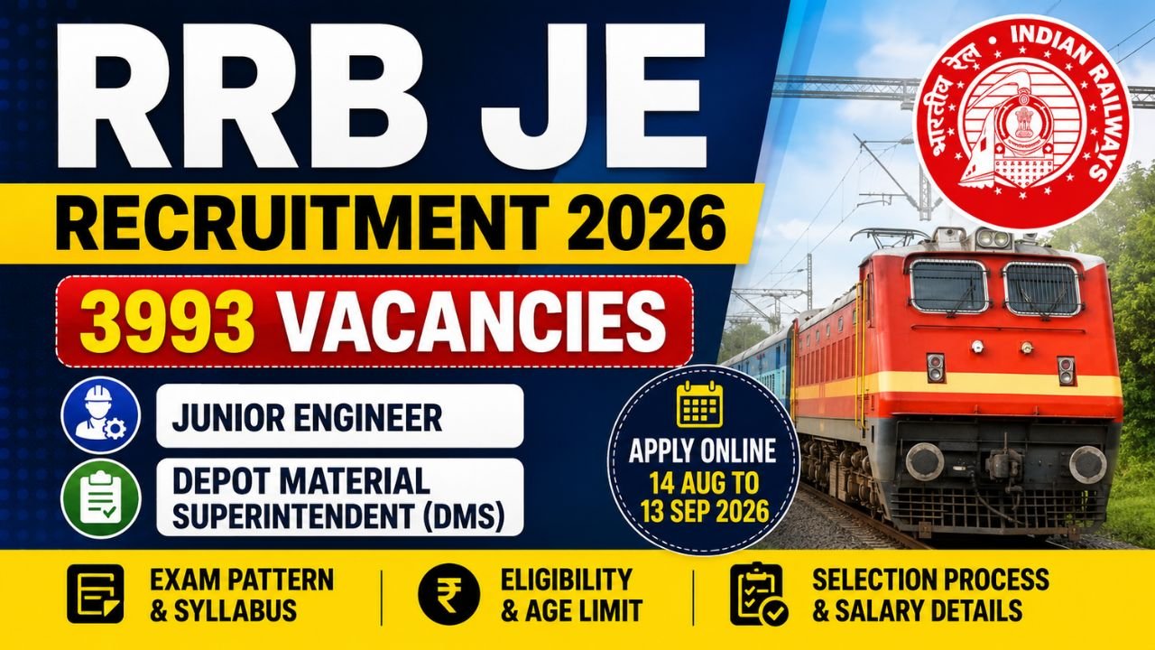 RRB JE Recruitment 2026 notification for 3993 Junior Engineer and Depot Material Superintendent vacancies